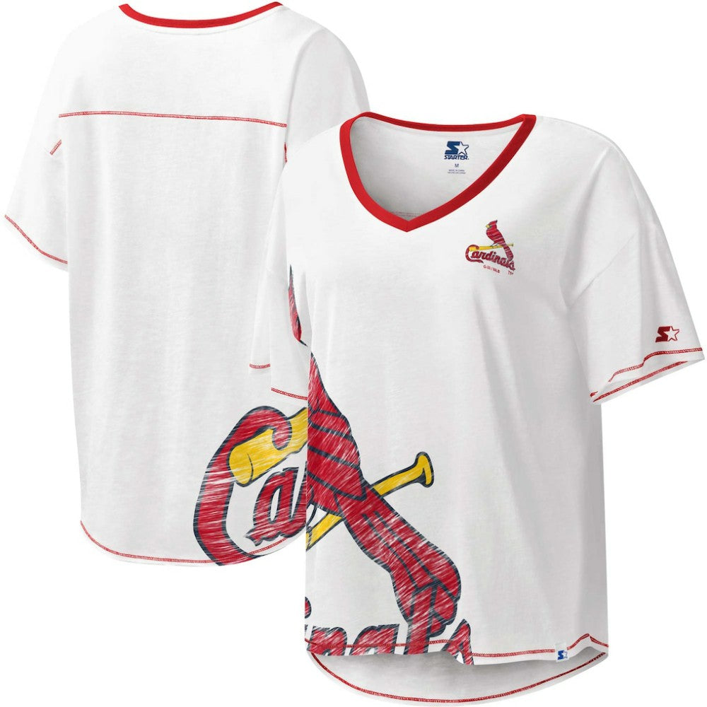 St. Louis Cardinals Starter Women's Perfect Game V-Neck T-Shirt - White