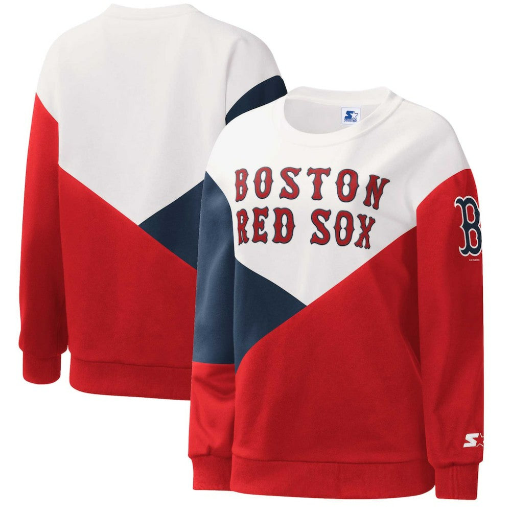Boston Red Sox Starter Women's Shutout Pullover Sweatshirt - White/Red