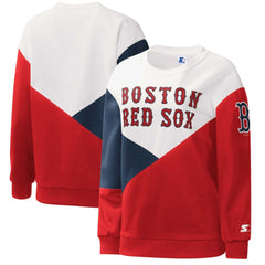 Boston Red Sox Starter Women's Shutout Pullover Sweatshirt - White/Red
