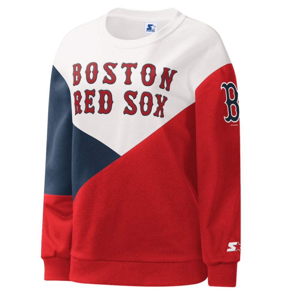 Boston Red Sox Starter Women's Shutout Pullover Sweatshirt - White/Red