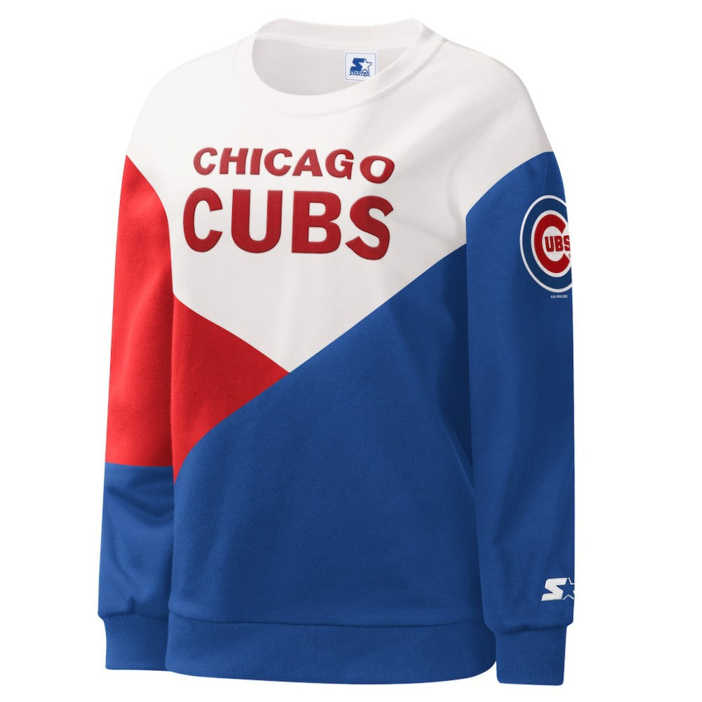 Chicago Cubs Starter Women's Shutout Pullover Sweatshirt - White/Royal