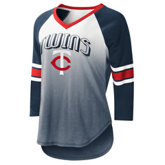 Minnesota Twins G-III 4Her by Carl Banks Women's Lead-Off Raglan 3/4-Sleeve V-Neck T-Shirt - White/Navy