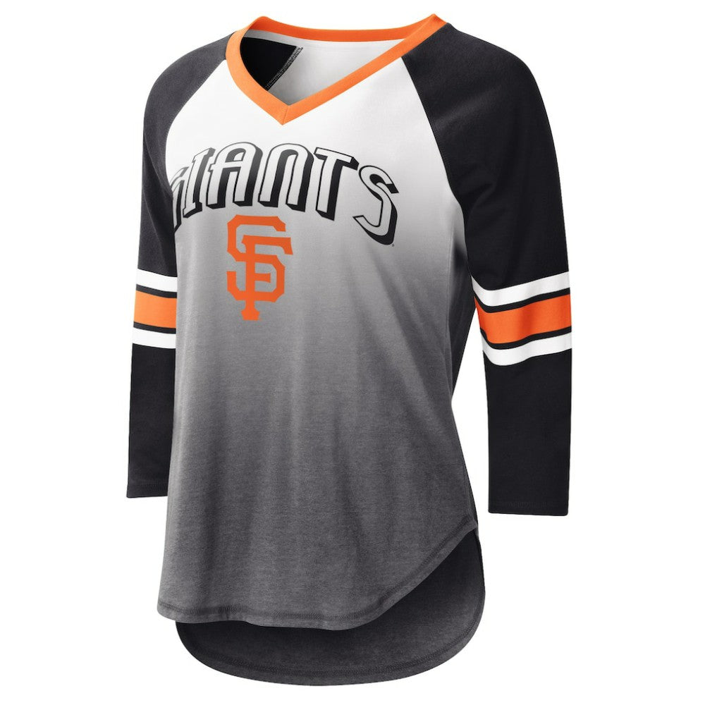 San Francisco Giants G-III 4Her by Carl Banks Women's Lead-Off Raglan 3/4-Sleeve V-Neck T-Shirt - White/Black