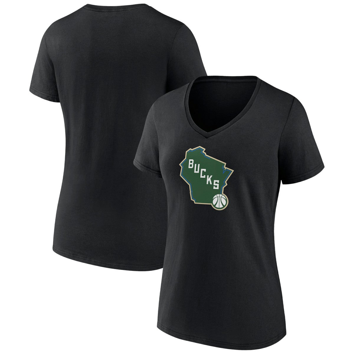 Milwaukee Bucks Women's Alternate Logo V-Neck T-Shirt - Black online