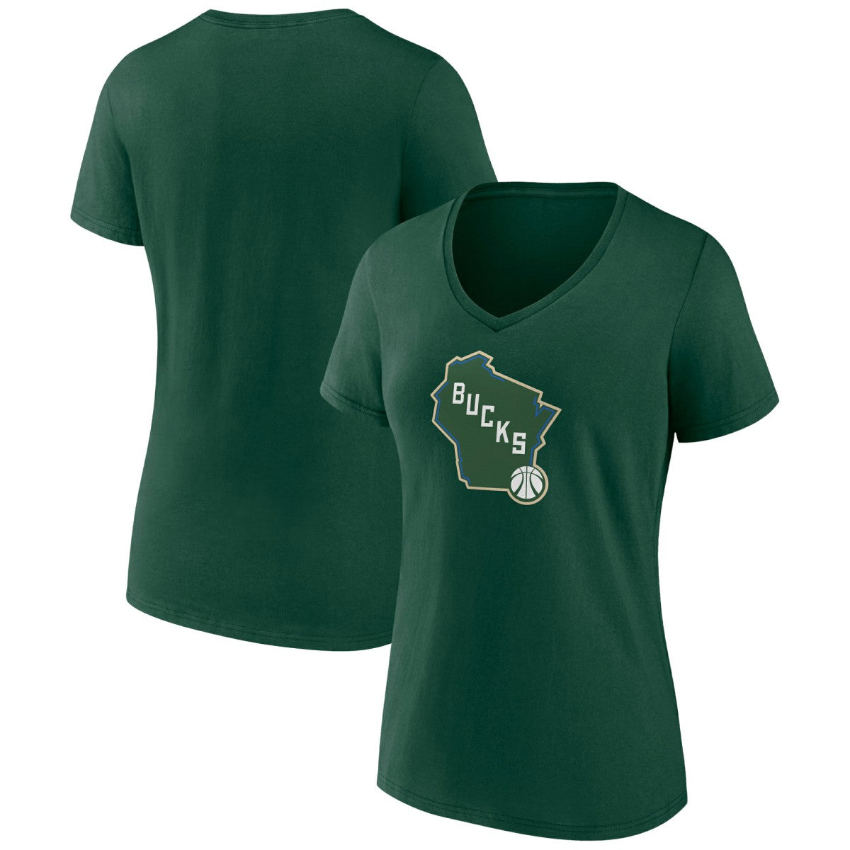 Milwaukee Bucks Women's Alternate Logo V-Neck T-Shirt - Green on sale