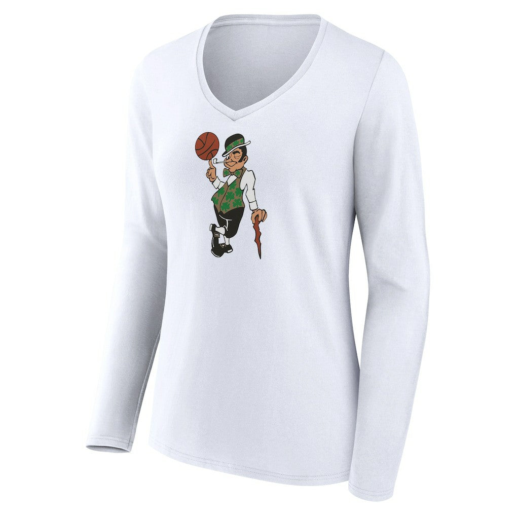 Boston Celtics Women's Alternate Logo V-Neck Long Sleeve T-Shirt - White discount