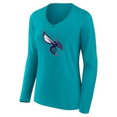 Charlotte Hornets Women's Alternate Logo V-Neck Long Sleeve T-Shirt - Aqua outlet