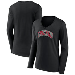Chicago Bulls Women's Alternate Logo V-Neck Long Sleeve T-Shirt sale - Black sale