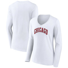 Chicago Bulls Women's Alternate Logo V-Neck Long Sleeve T-Shirt sale - White sale