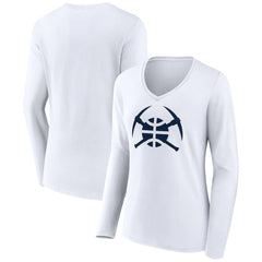Denver Nuggets Women's Alternate Logo V-Neck Long Sleeve T-Shirt sale - White outlet
