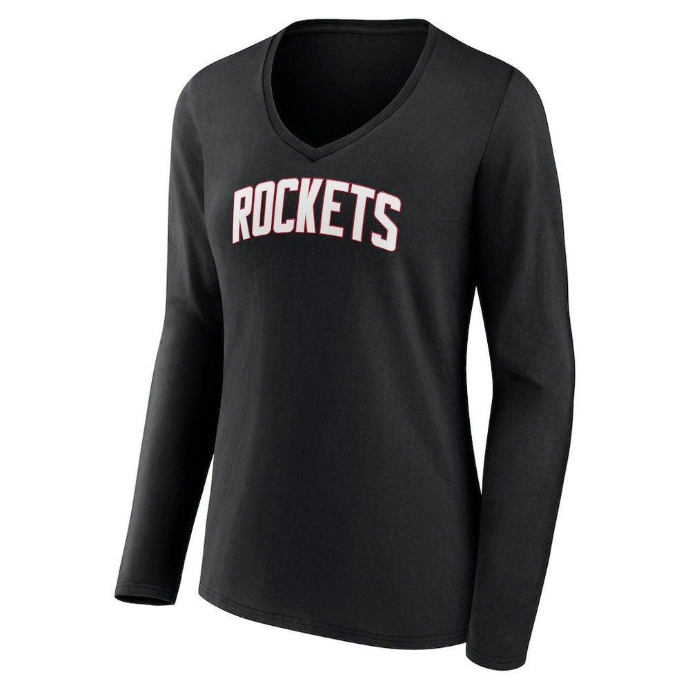 Houston Rockets Women's Alternate Logo V-Neck Long Sleeve T-Shirt - Black on sale