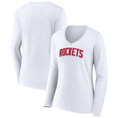 Houston Rockets Women's Alternate Logo V-Neck Long Sleeve T-Shirt - White sale