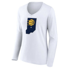 Indiana Pacers Women's Alternate Logo V-Neck Long Sleeve T-Shirt - White for sale
