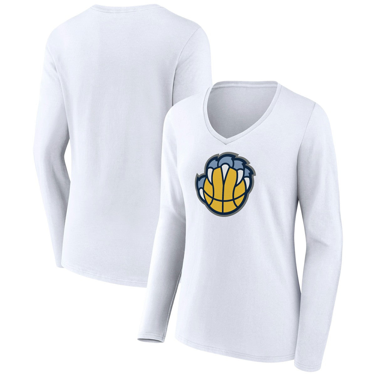 Memphis Grizzlies Women's Alternate Logo V-Neck Long Sleeve T-Shirt - White cheap