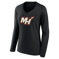 Miami Heat Women's Alternate Logo V-Neck Long Sleeve T-Shirt - Black on sale