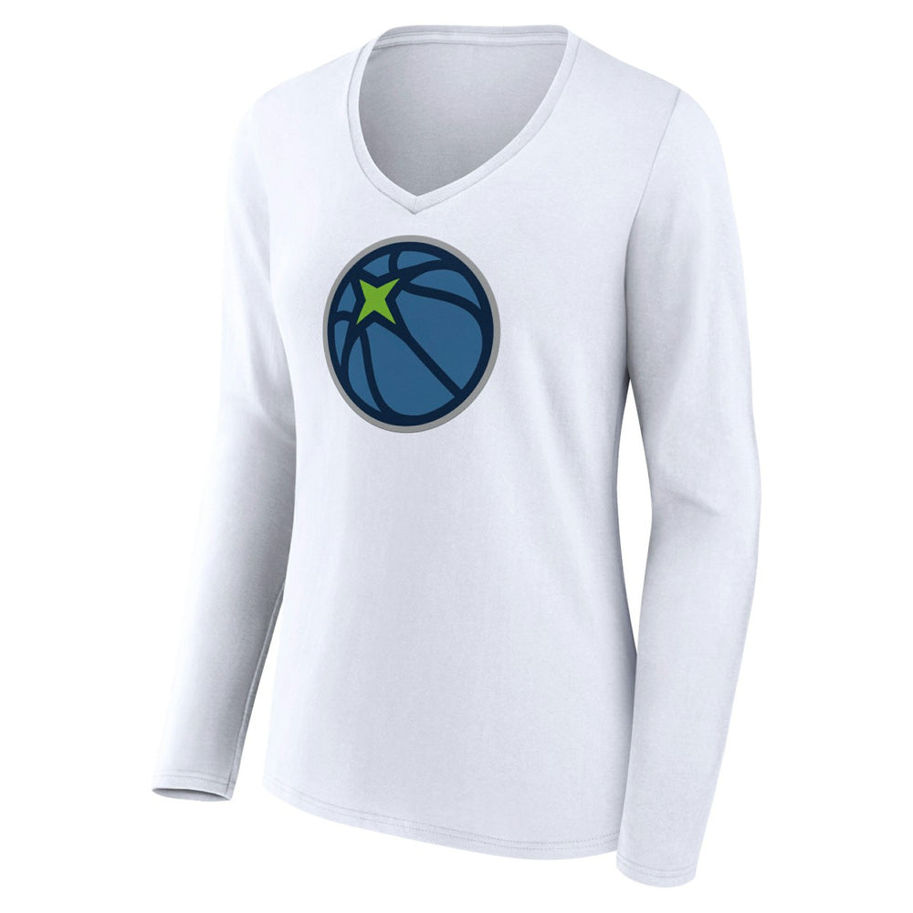 Minnesota Timberwolves Women's Alternate Logo V-Neck Long Sleeve T-Shirt - White for sale