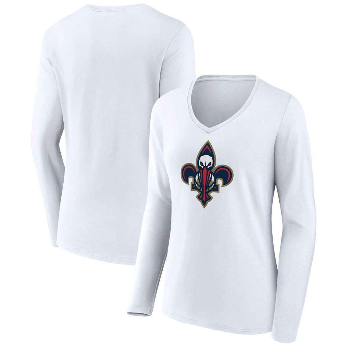 New Orleans Pelicans Women's Alternate Logo V-Neck Long Sleeve T-Shirt - White discount