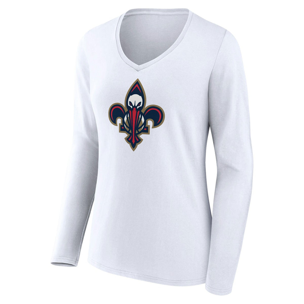 New Orleans Pelicans Women's Alternate Logo V-Neck Long Sleeve T-Shirt - White discount