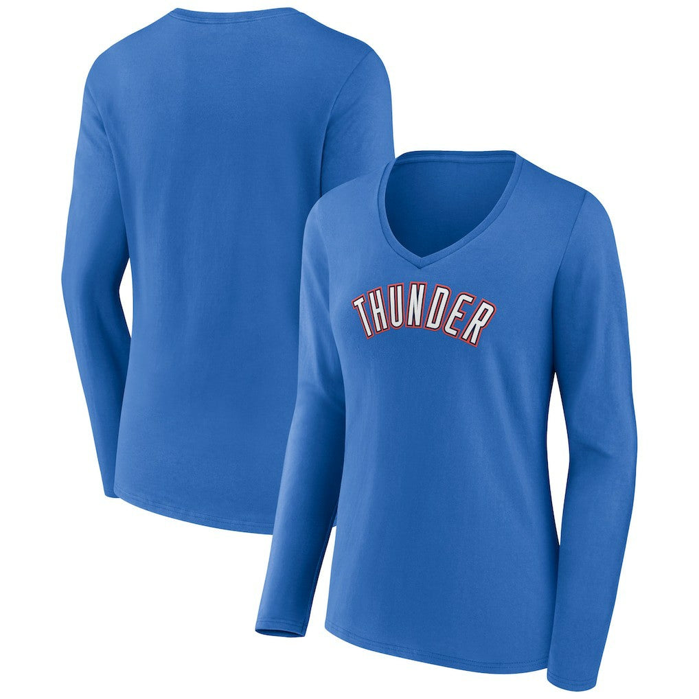 Oklahoma City Thunder Women's Alternate Logo V-Neck Long Sleeve T-Shirt - Blue shop