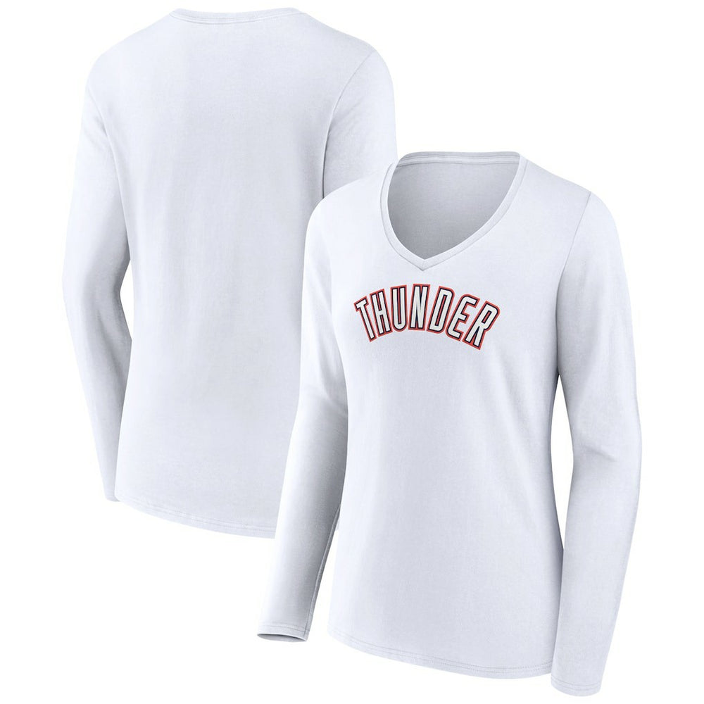 Oklahoma City Thunder Women's Alternate Logo V-Neck Long Sleeve T-Shirt - White online