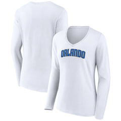 Orlando Magic Women's Alternate Logo V-Neck Long Sleeve T-Shirt - White shop