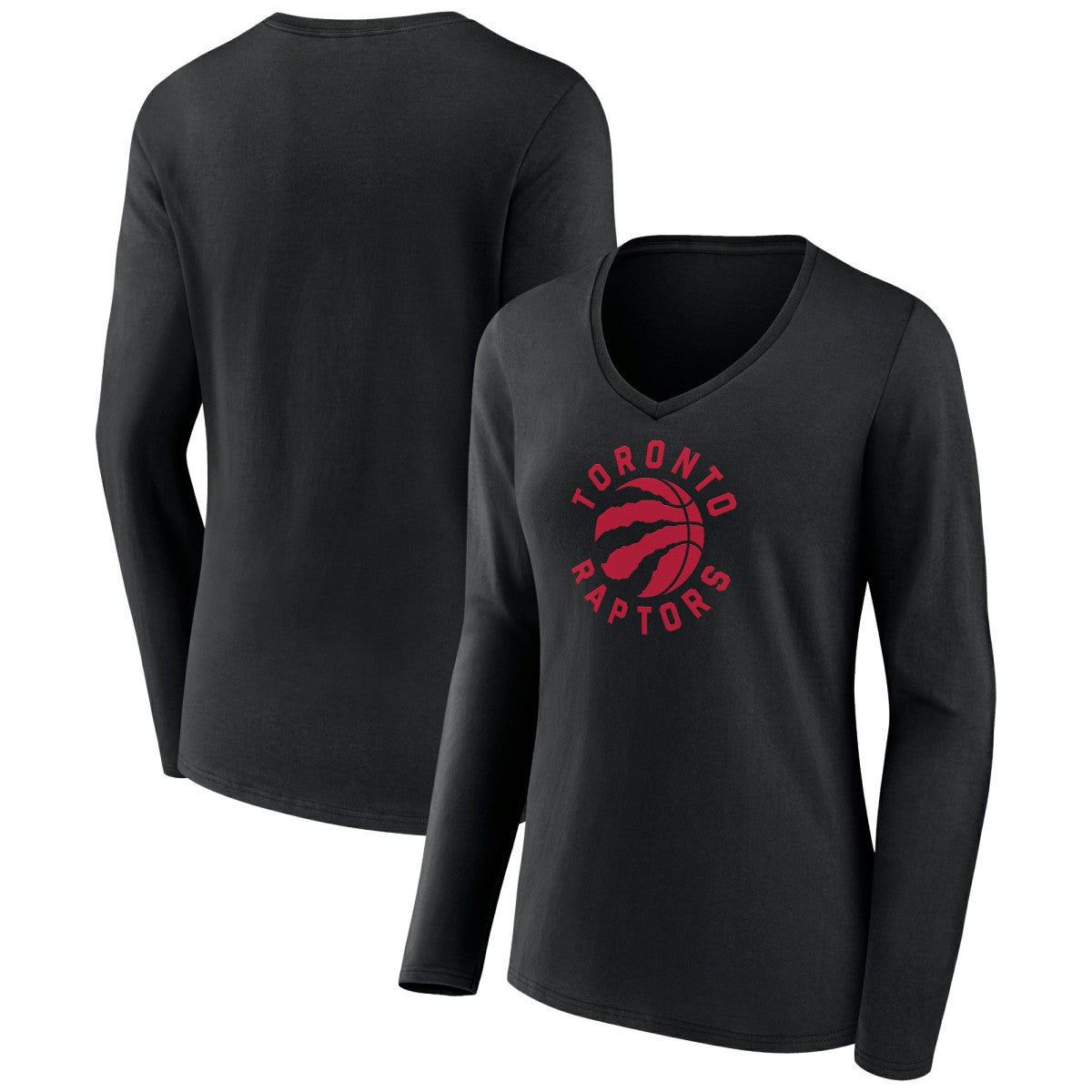 Toronto Raptors Women's Alternate Logo V-Neck Long Sleeve T-Shirt - Black shop