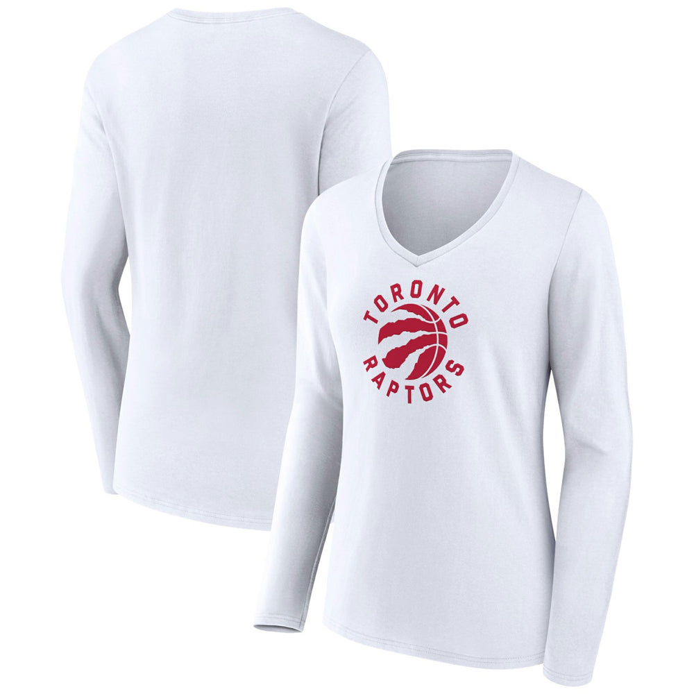 Toronto Raptors Women's Alternate Logo V-Neck Long Sleeve T-Shirt - White outlet