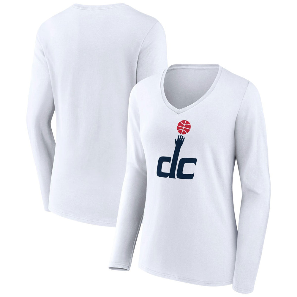 Washington Wizards Women's Alternate Logo V-Neck Long Sleeve T-Shirt - White shop