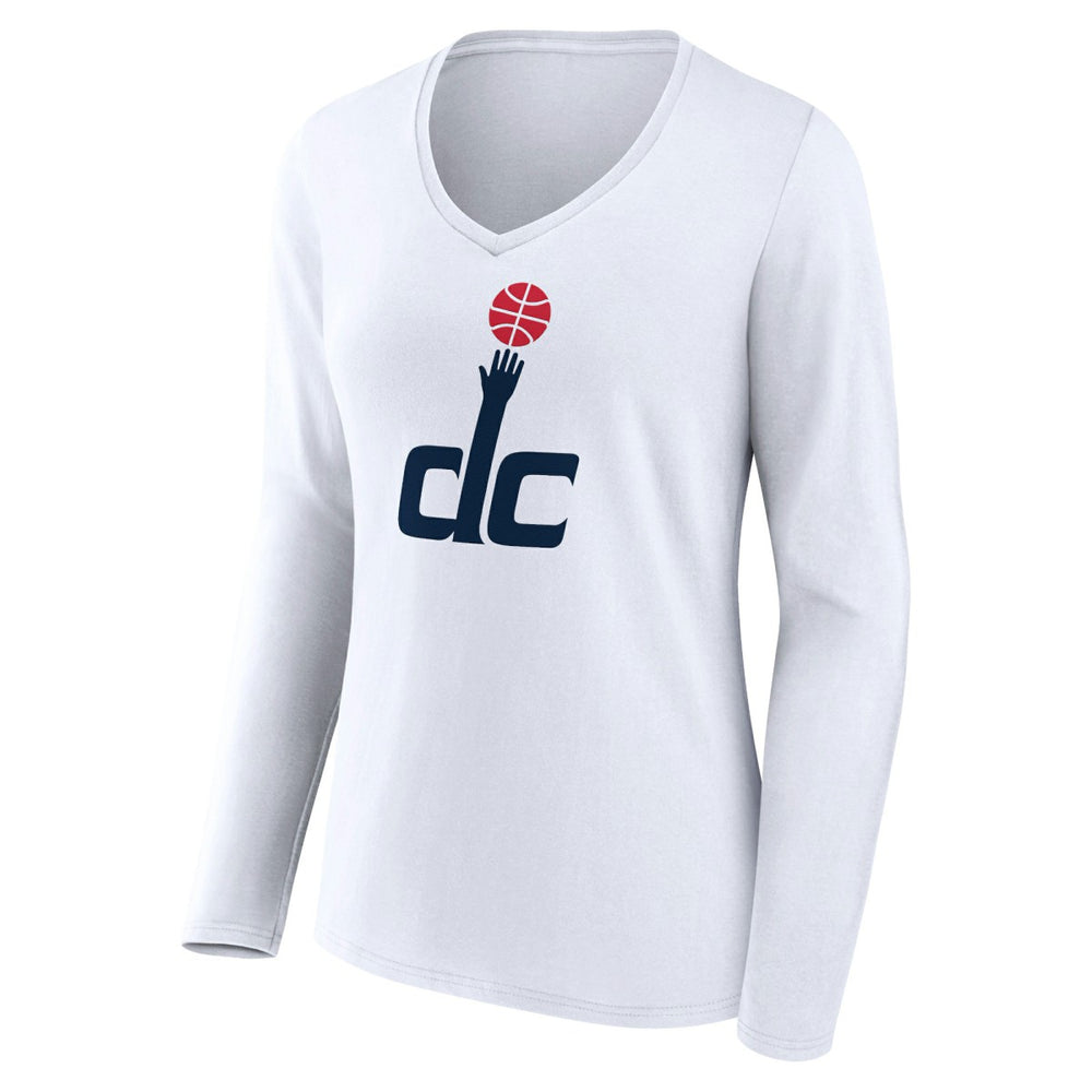 Washington Wizards Women's Alternate Logo V-Neck Long Sleeve T-Shirt - White shop
