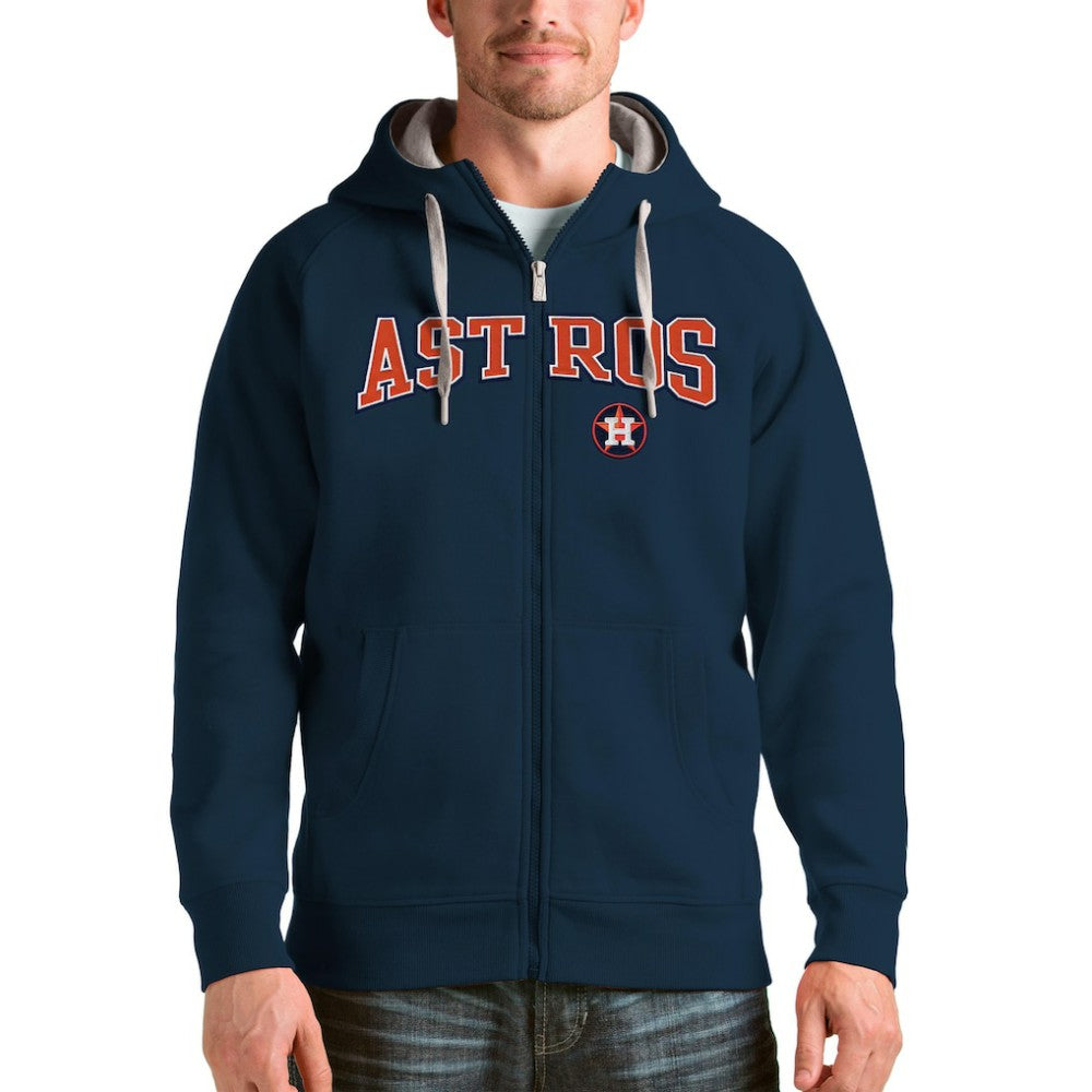 Houston Astros Antigua Team Logo Victory Full-Zip Hoodie - Navy