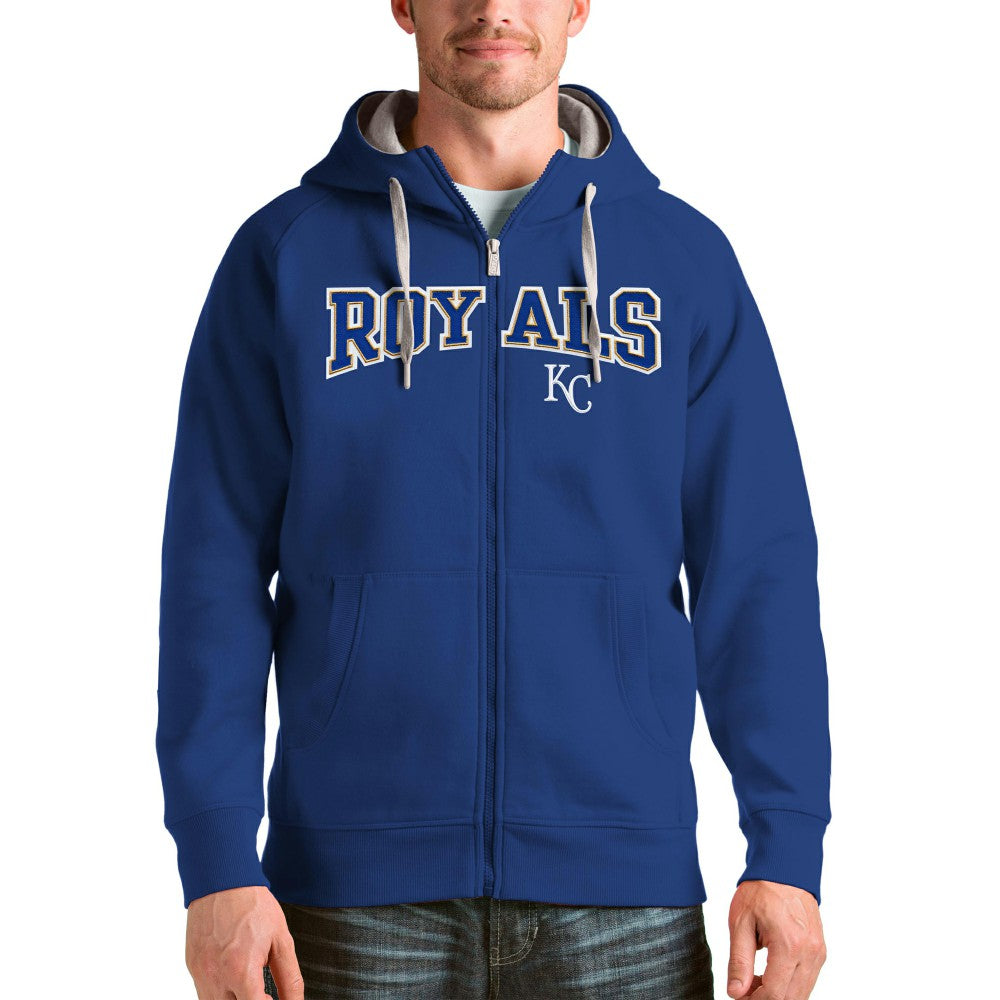 Kansas City Royals Antigua Team Logo Victory Full-Zip Hoodie - Royal