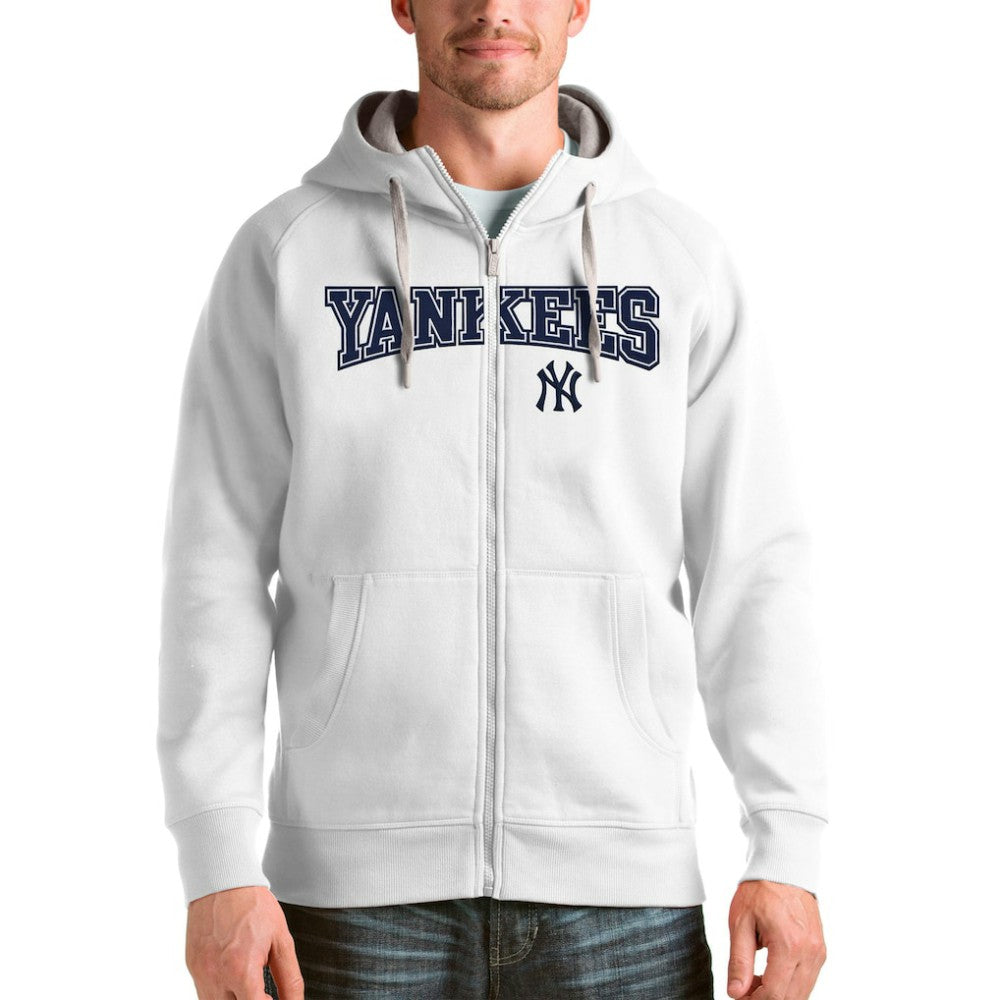 New York Yankees Antigua Team Logo Victory Full-Zip Hoodie - White