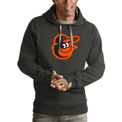 Baltimore Orioles Antigua Victory Pullover Team Logo Hoodie - Charcoal