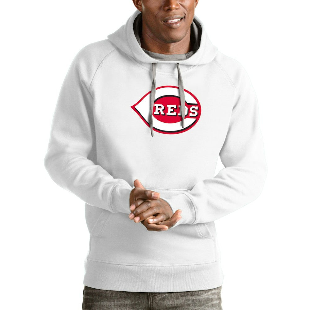 Cincinnati Reds Antigua Victory Pullover Team Logo Hoodie - White