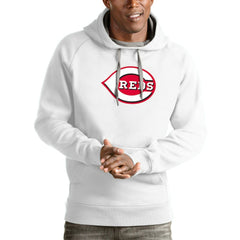 Cincinnati Reds Antigua Victory Pullover Team Logo Hoodie - White
