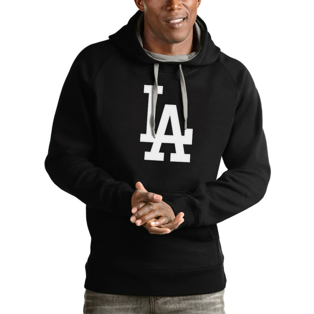 Los Angeles Dodgers Antigua Victory Pullover Team Logo Hoodie - Black