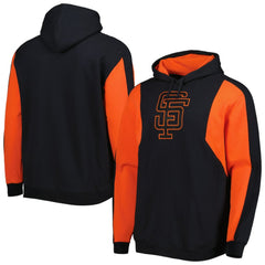 San Francisco Giants Colorblocked Fleece Pullover Hoodie - Black/Orange | Mitchell & Ness
