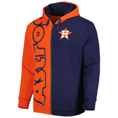 Houston Astros Fleece Full-Zip Hoodie - Orange/Navy | Mitchell & Ness