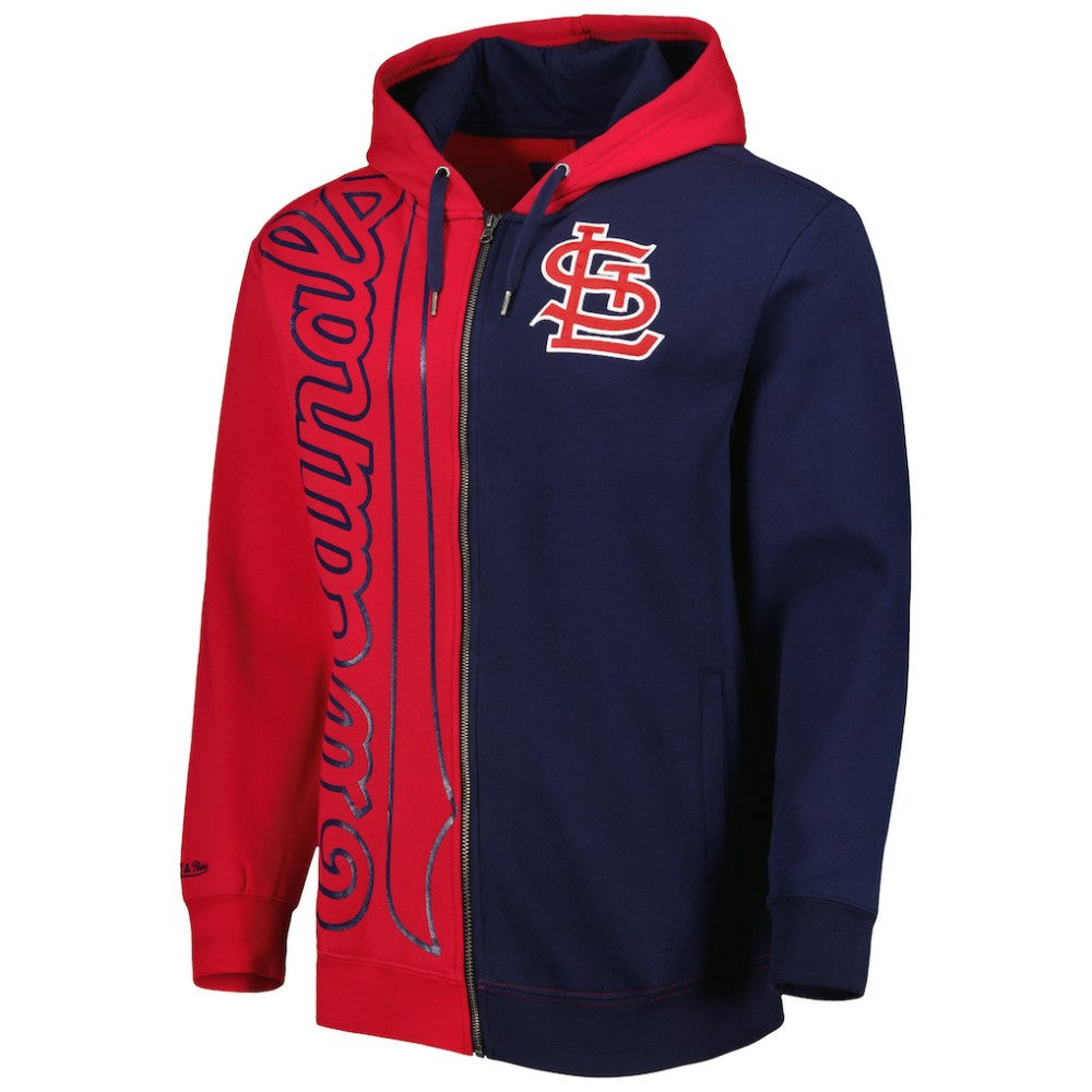St. Louis Cardinals Fleece Full-Zip Hoodie - Red/Navy | Mitchell & Ness