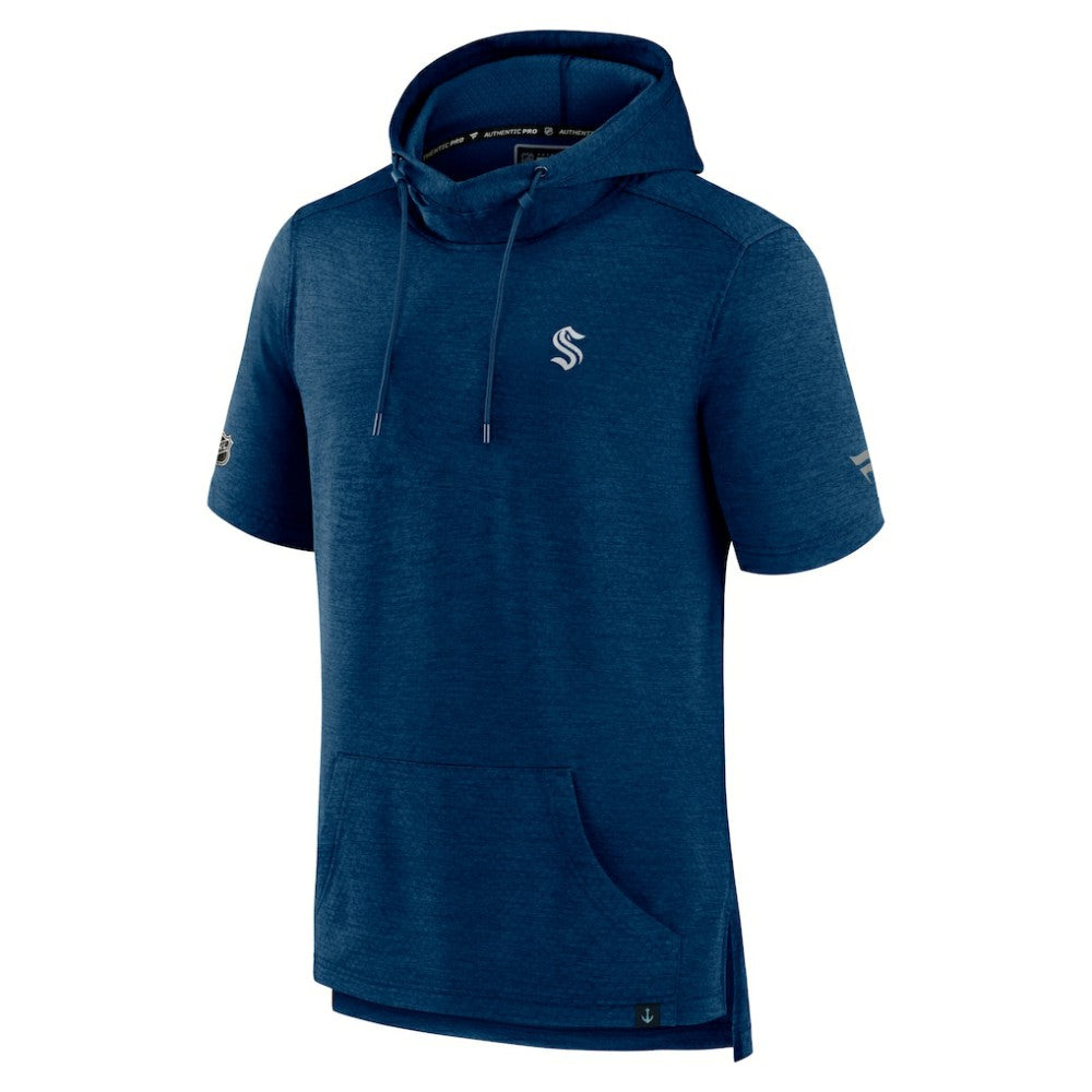 Seattle Kraken Fanatics Authentic Pro Short Sleeve Pullover Hoodie Heather Navy