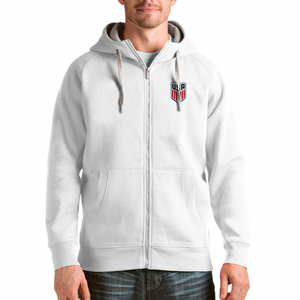 USMNT Antigua Victory Full-Zip Hoodie - White on sale
