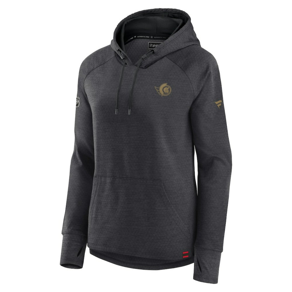 Ottawa Senators Fanatics Women's Authentic Pro Pullover Hoodie Heather Charcoal