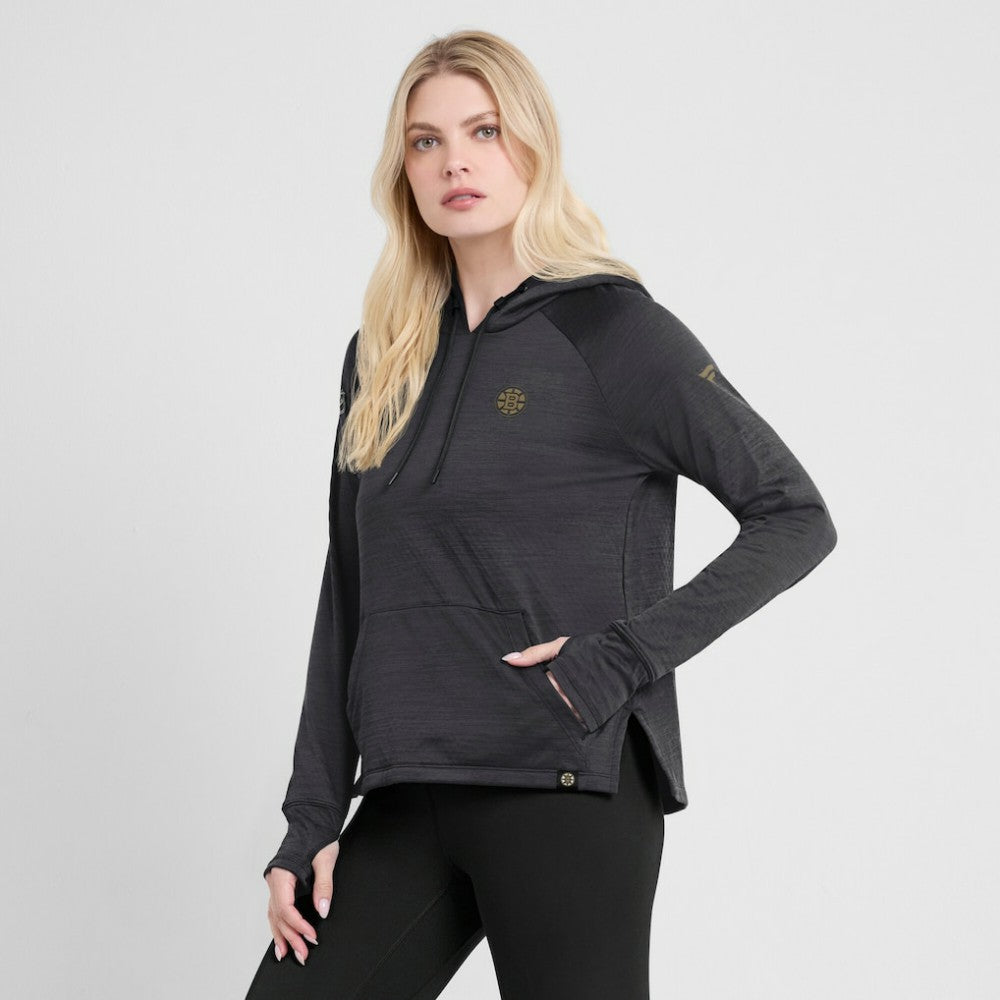 Boston Bruins Fanatics Women's Authentic Pro Pullover Hoodie Heather Charcoal