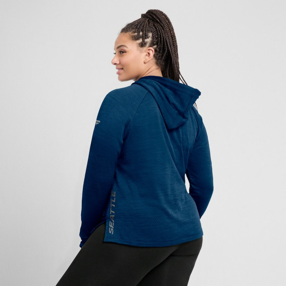 Seattle Kraken Fanatics Women's Authentic Pro Pullover Hoodie Heather Deep Sea Blue