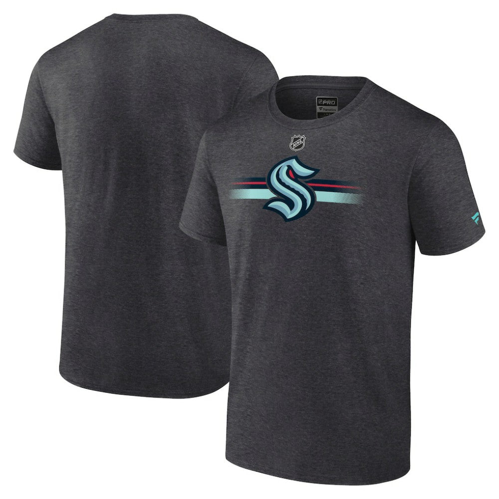 Seattle Kraken Fanatics Authentic Pro Secondary Logo T-Shirt Heather Charcoal