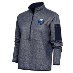 Buffalo Sabres Antigua Women's Team Logo Fortune Quarter-Zip Jacket Heather Navy