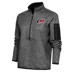 Carolina Hurricanes Antigua Women's Team Logo Fortune Quarter-Zip Jacket Heather Black