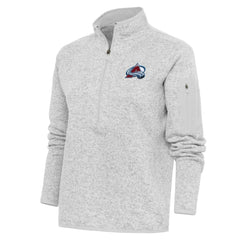 Colorado Avalanche Antigua Women's Team Logo Fortune Quarter-Zip Jacket Heather Gray