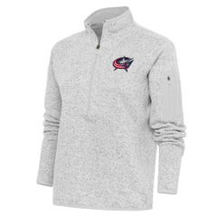 Columbus Blue Jackets Antigua Women's Team Logo Fortune Quarter-Zip Jacket Heather Gray