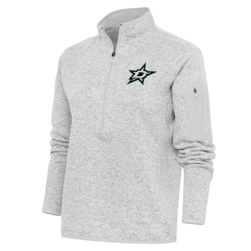 Dallas Stars Antigua Women's Team Logo Fortune Quarter-Zip Jacket Heather Gray